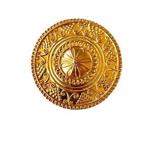 Rare Vintage Vendome Gold Tone Shield  Circle Round Brooch Pin